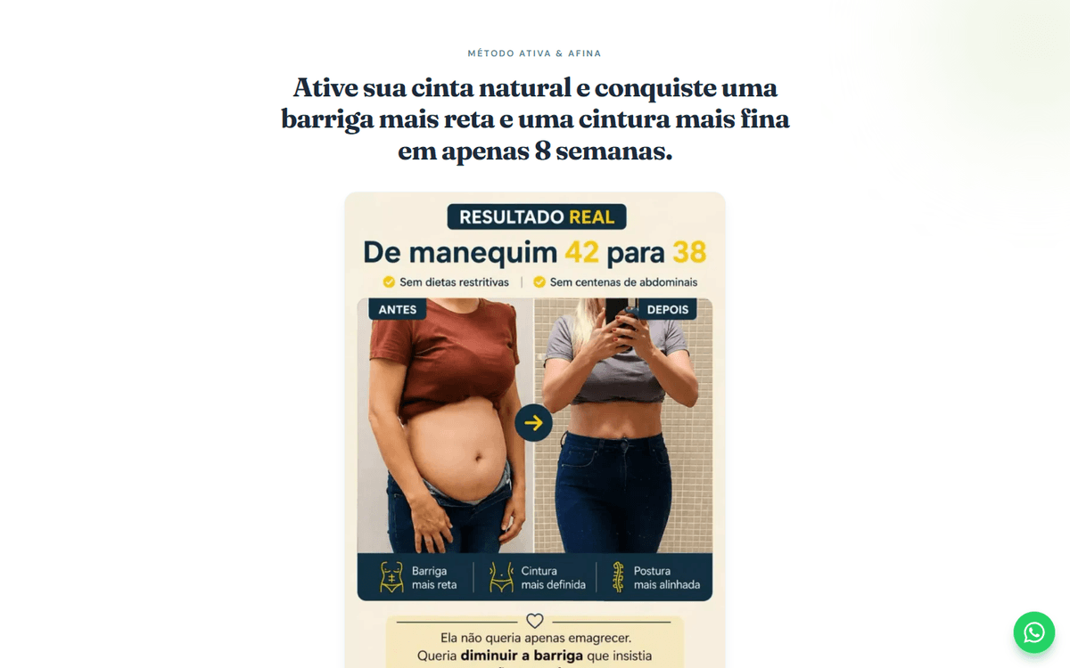 Landing page do Método Ativa & Afina — oferta e resultado