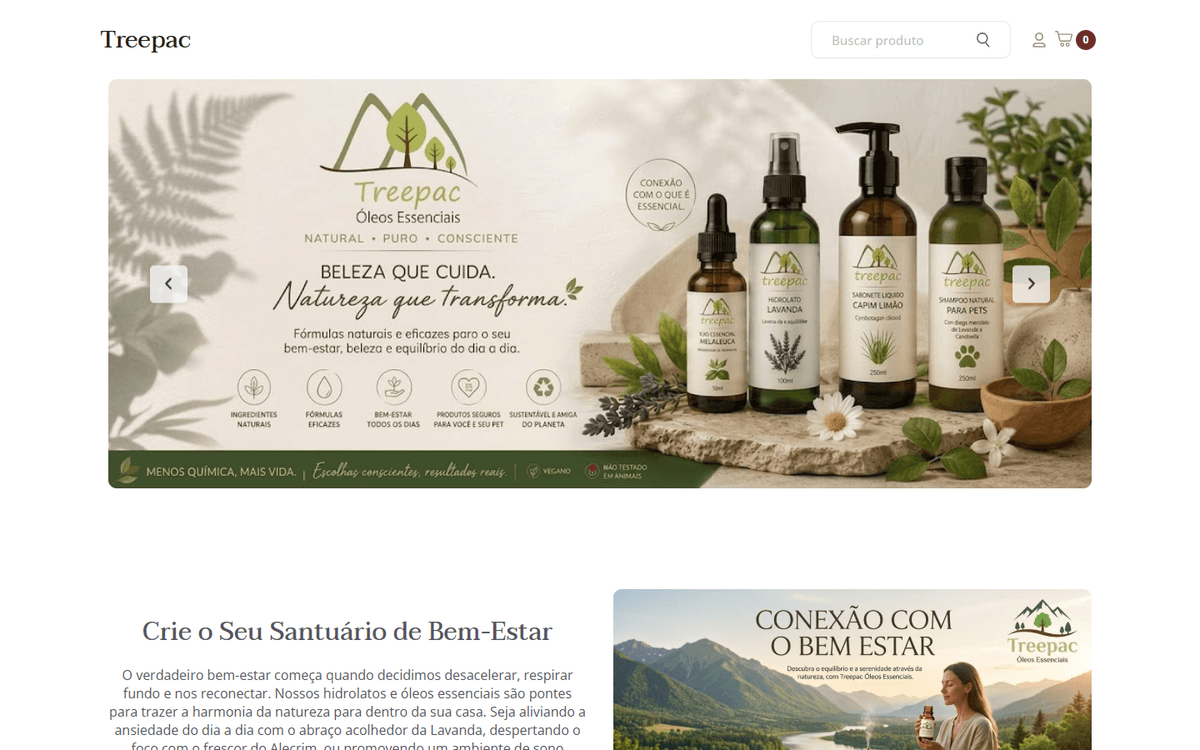 Loja Treepac na Yampi — óleos essenciais e hidrolatos